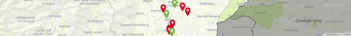 Kartenansicht für Apotheken-Notdienste in der Nähe von Sankt Georgen an der Stiefing (Leibnitz, Steiermark)